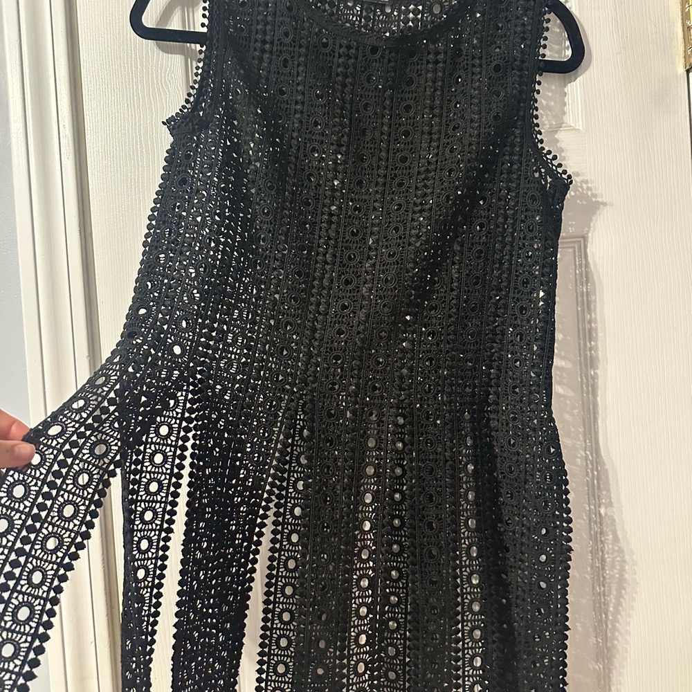 Zara Black Crochet Detail Top